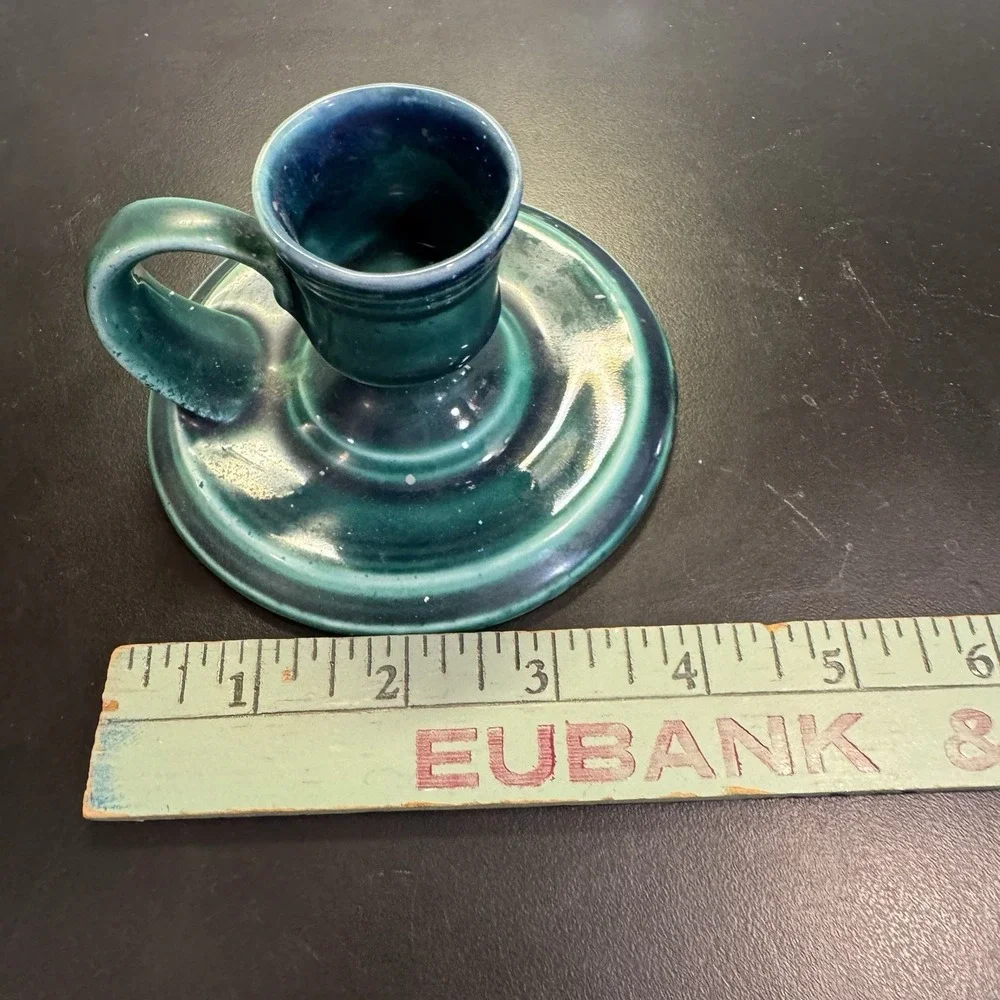 Pottery Green Candlestick Holder Handmade by St Michael's House‎ Dublin Ireland